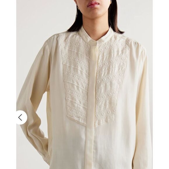 Isabel Marant Étoile Britten Blouse In Ecru Cotton With Embroidery NWT Size 40/M - Picture 2 of 14